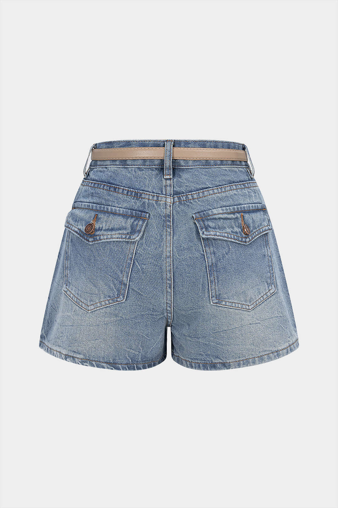 Denim Belted High Waist Shorts