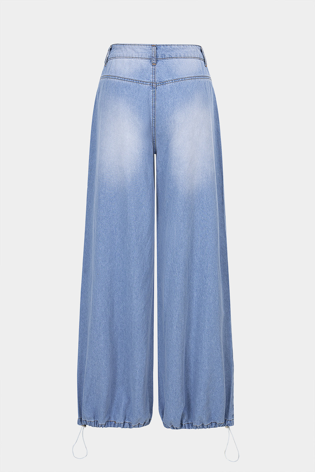Jean en denim droit froncé à cordon de serrage
