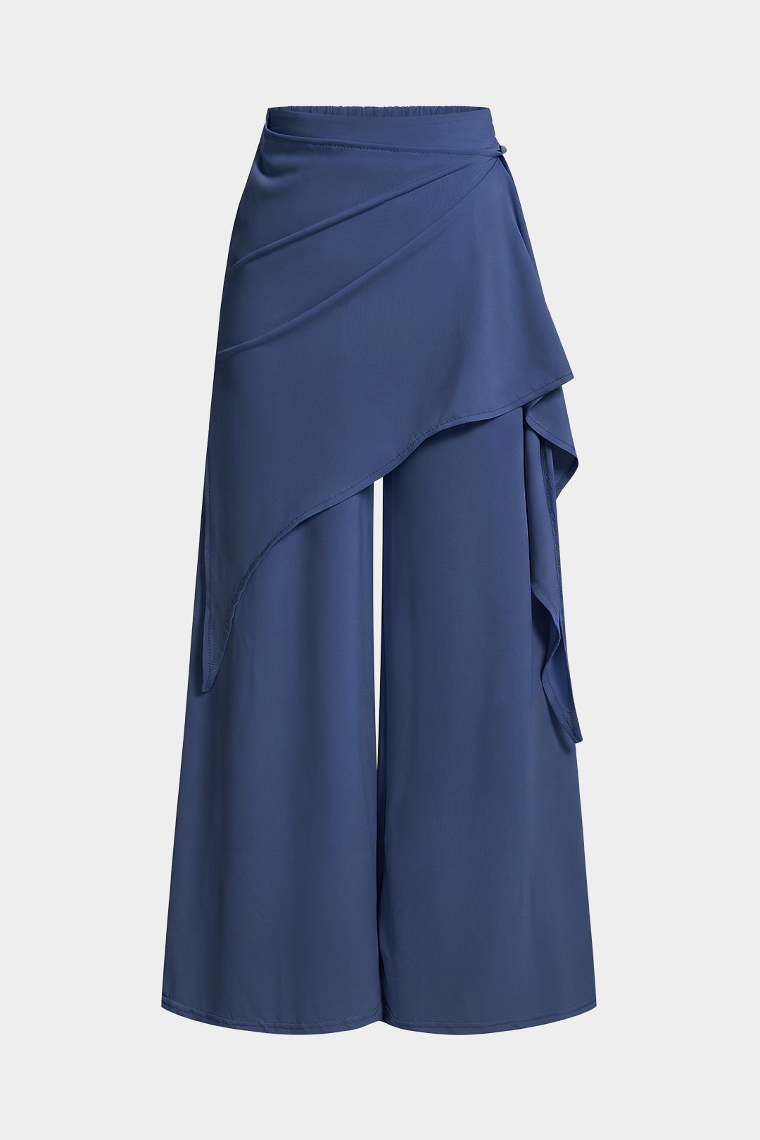 Asymmetrische geraffte Hose mit weitem Bein und Bindedetail