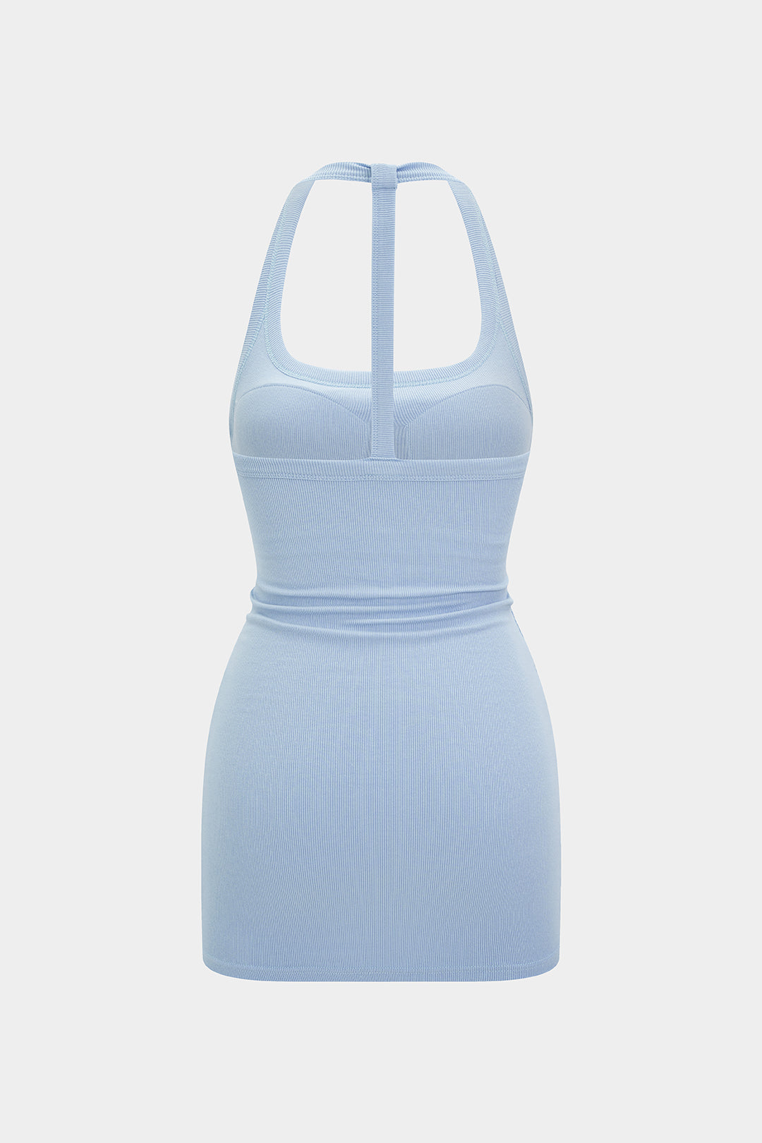 Solid Halter Neck Sleeveless Mini Dress
