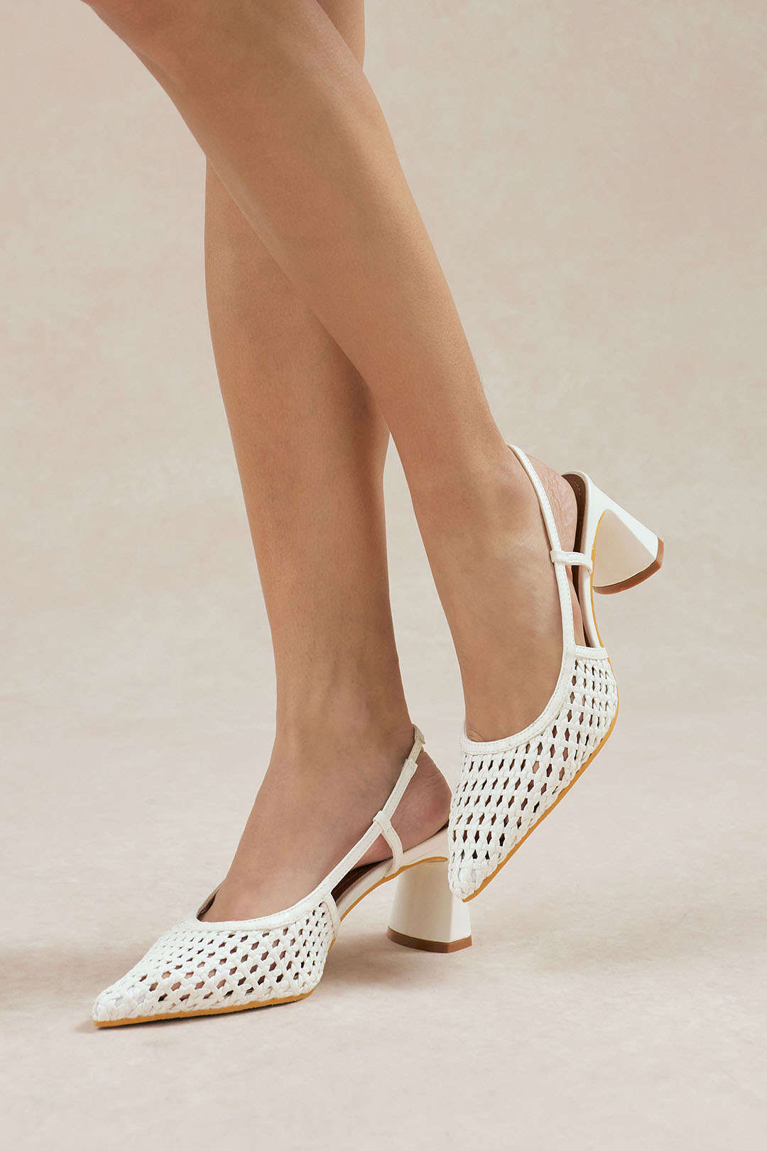 Woven Cut Out Pointed Heels