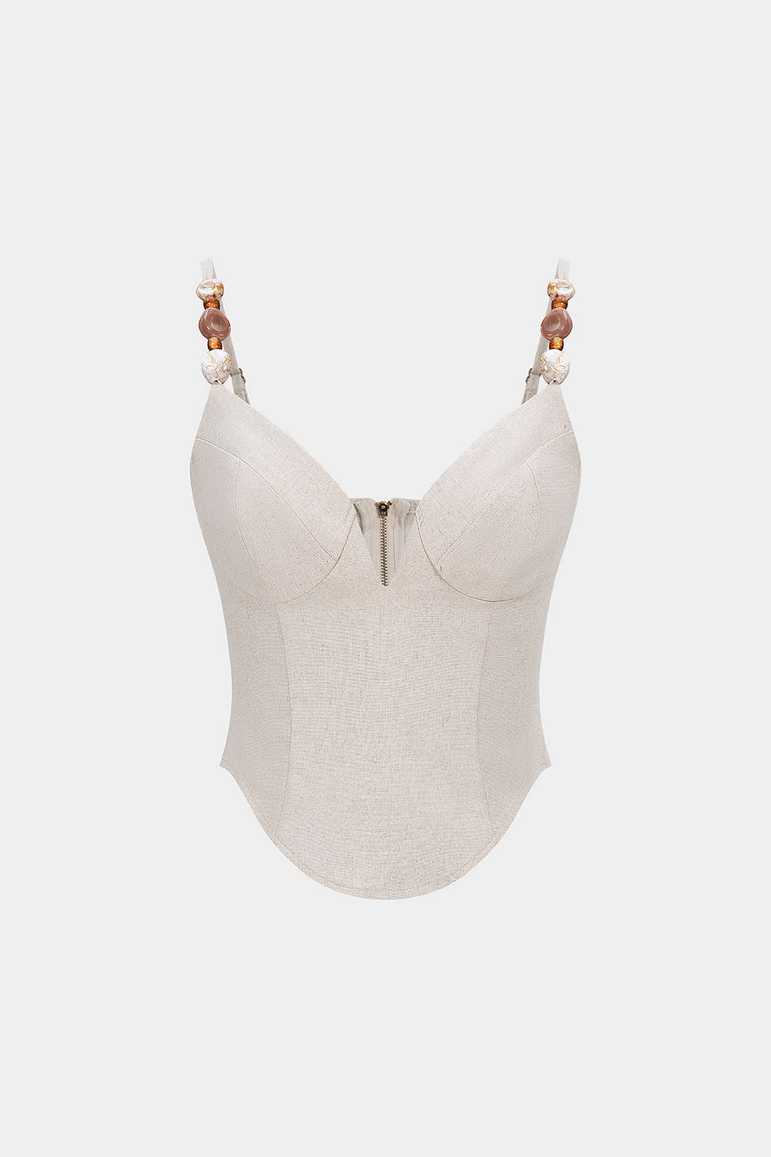 Leinen-V-Ausschnitt-Camisole mit Reißverschluss