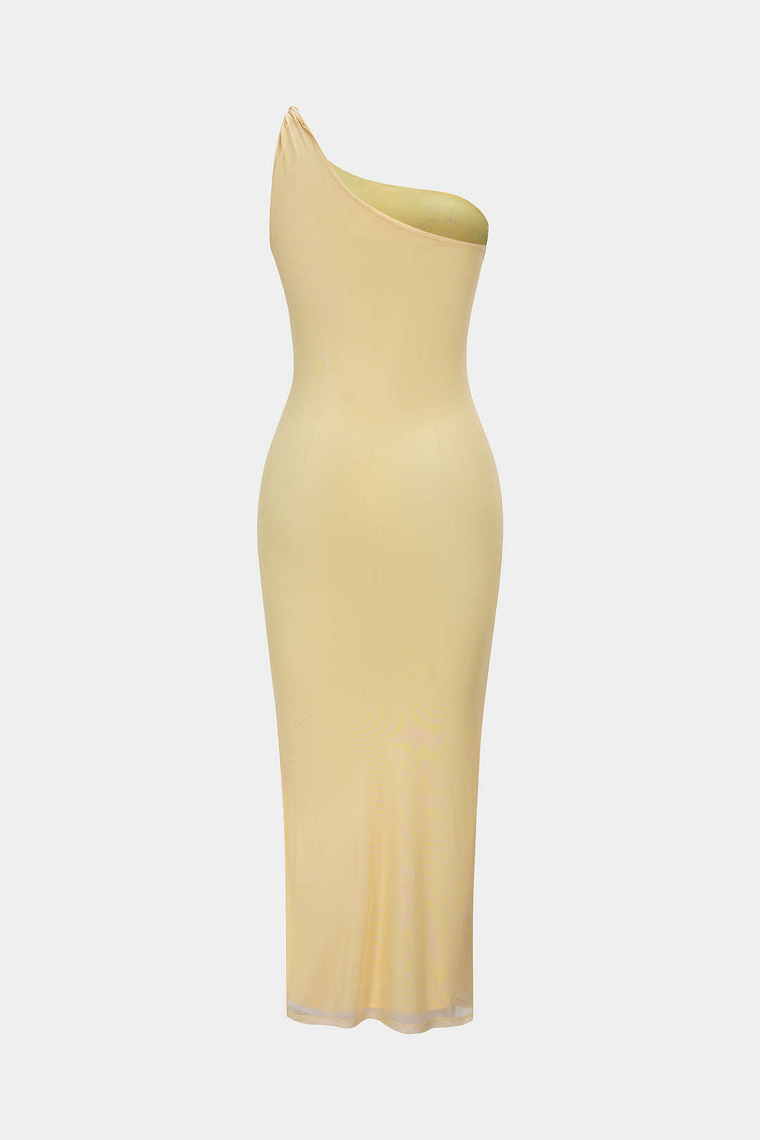 Blumenmuster Mesh Asymmetrisches One-Shoulder-Twist-Knoten Ärmelloses Midikleid
