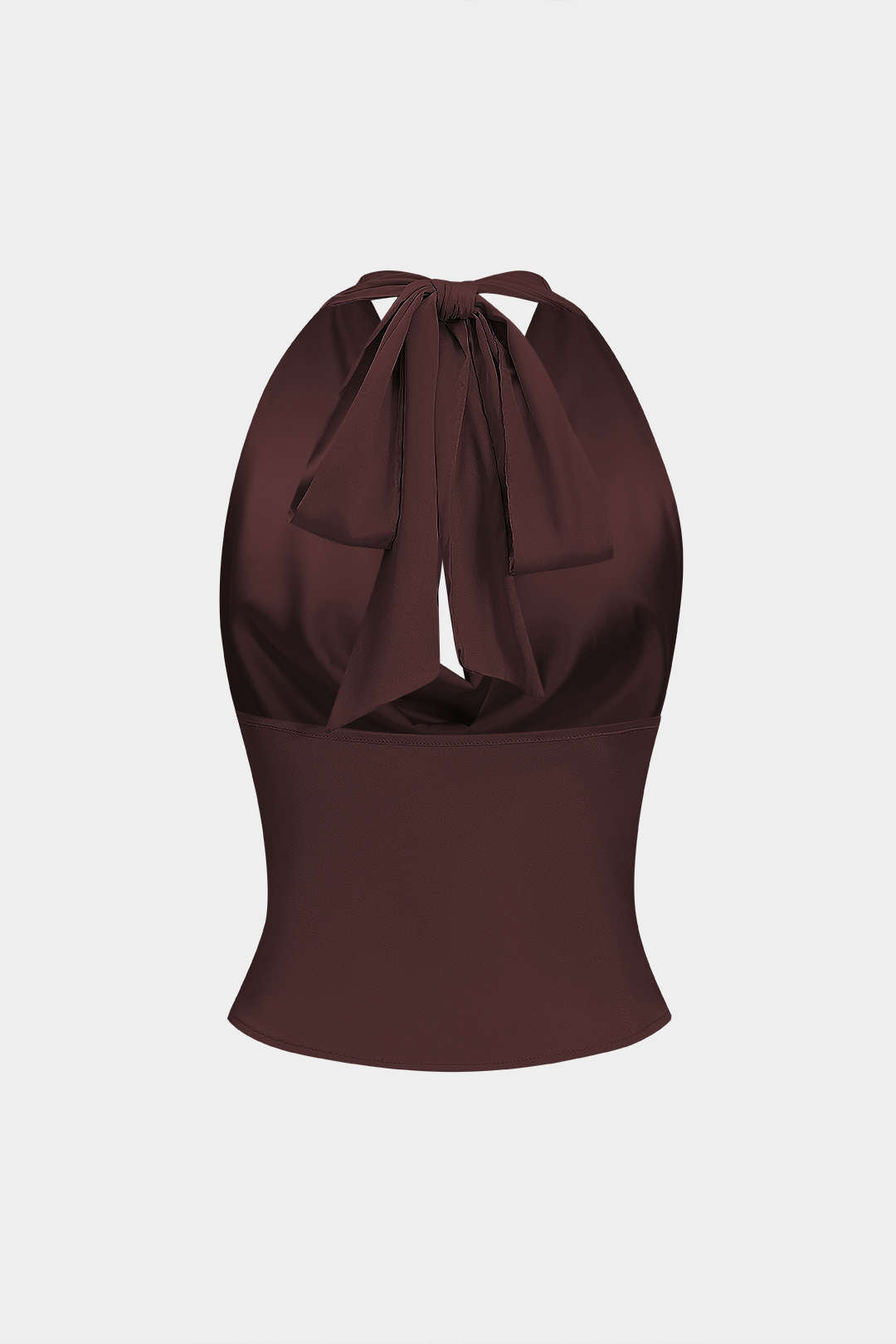 Satin Halter Neck Tie-Up Backless Cowl Neck Tank Top