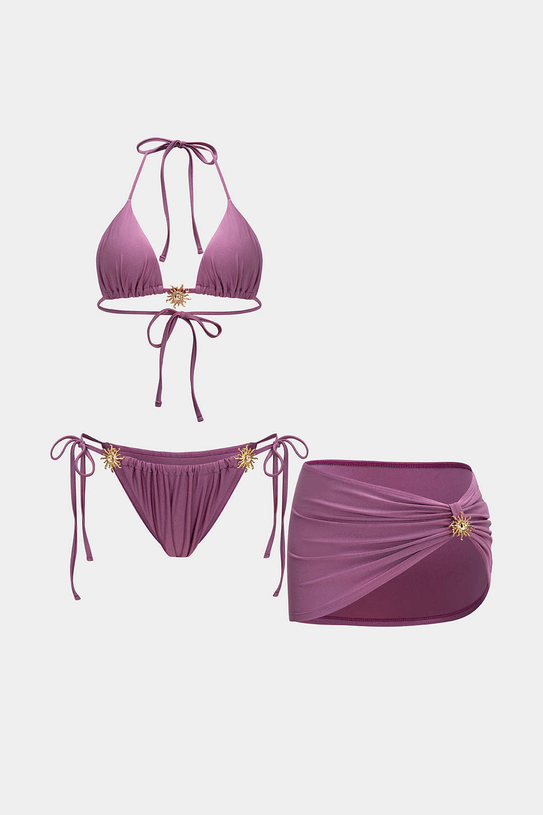 Metallic Decor 3-Piece Bikini Set