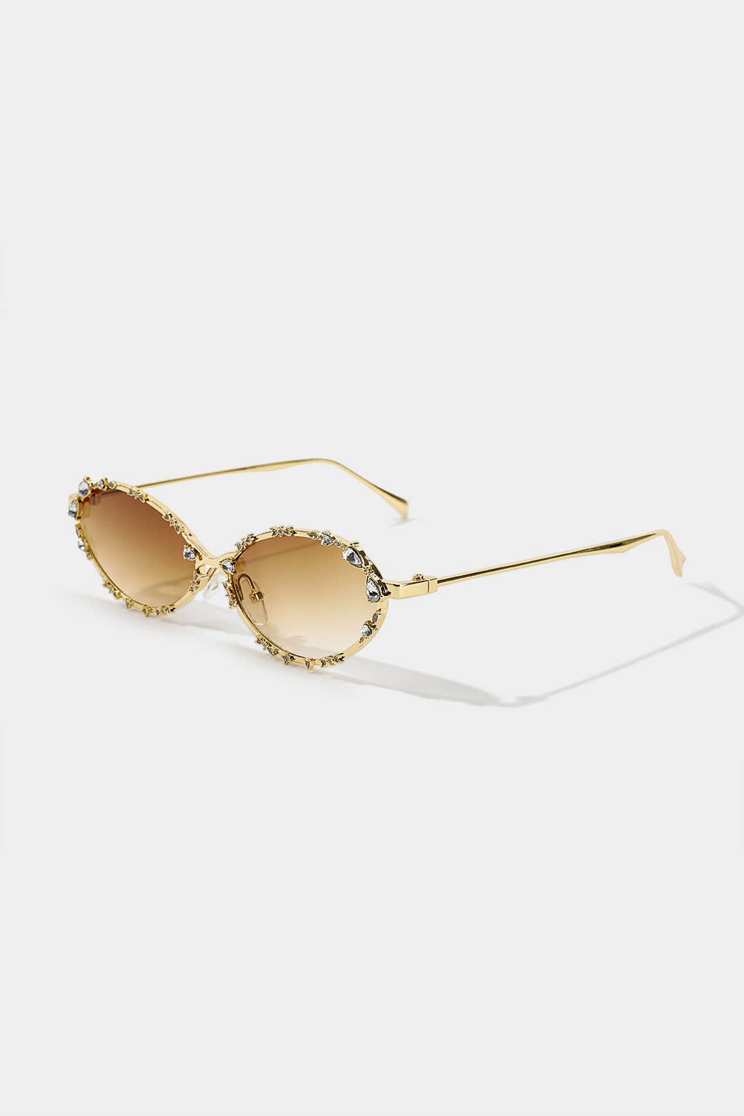 Metal Oval Rhinestone Sunglasses