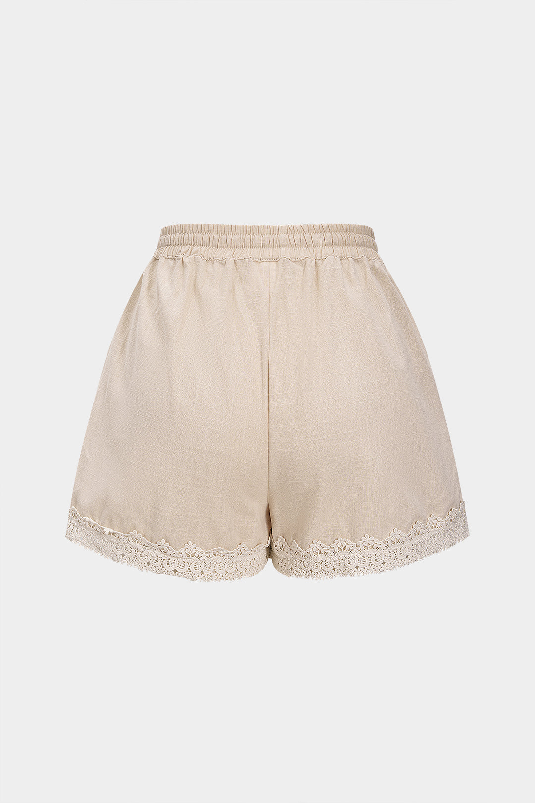 Shorts mit Spitzenbesatz, Patchwork und Stickerei zum Binden