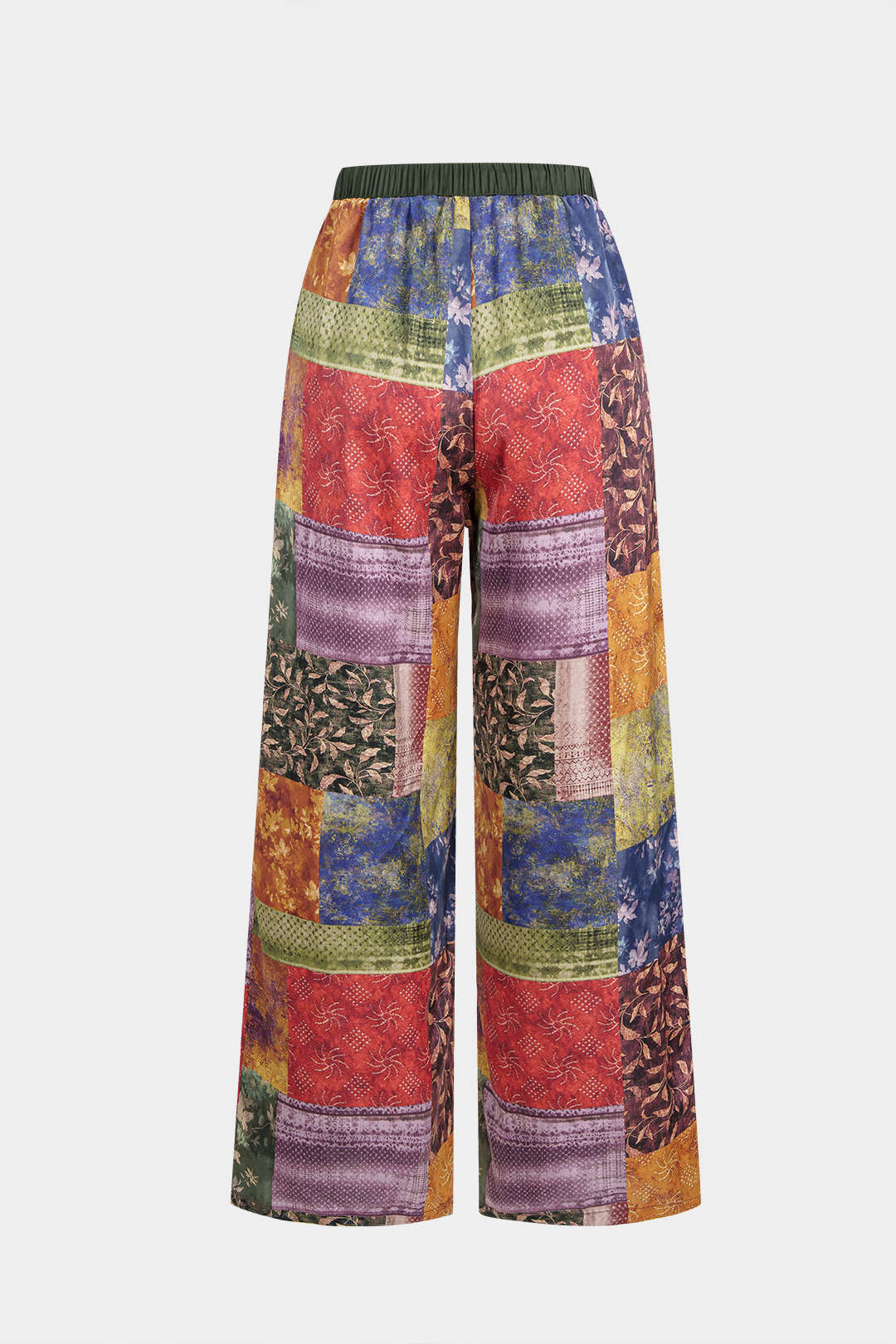 Hose mit weitem Bein, gerafftem Bund und abstraktem Print aus Satin