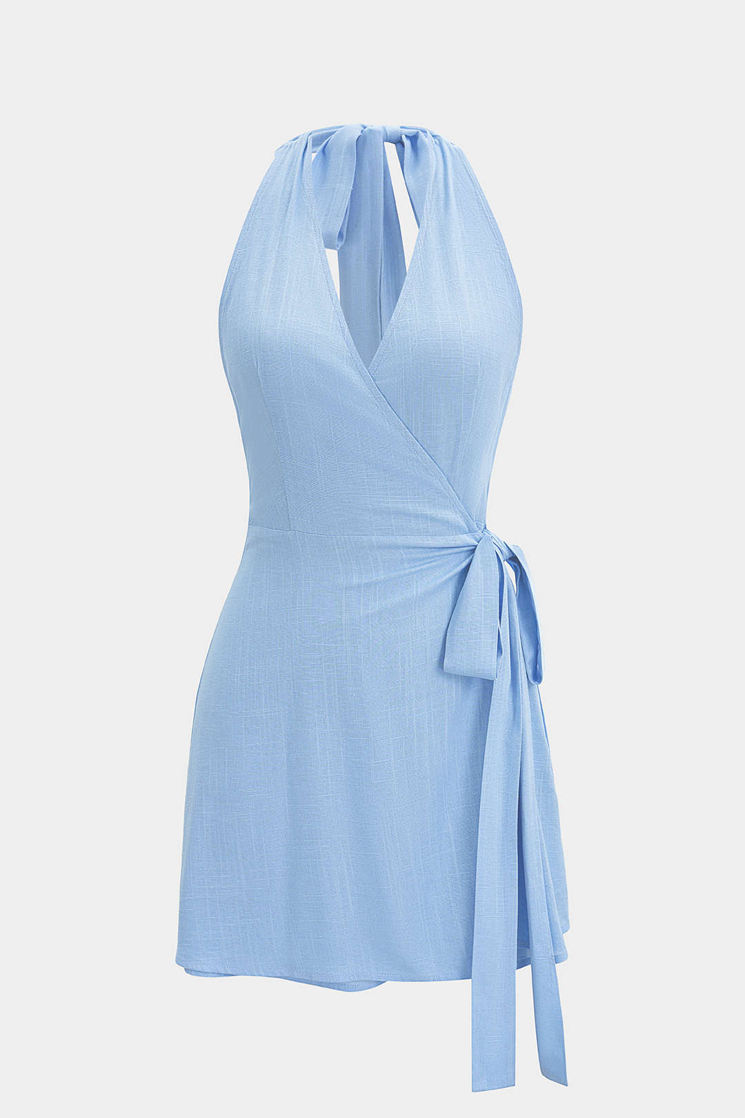 Robe courte sans manches dos nu à col en V et liens.
