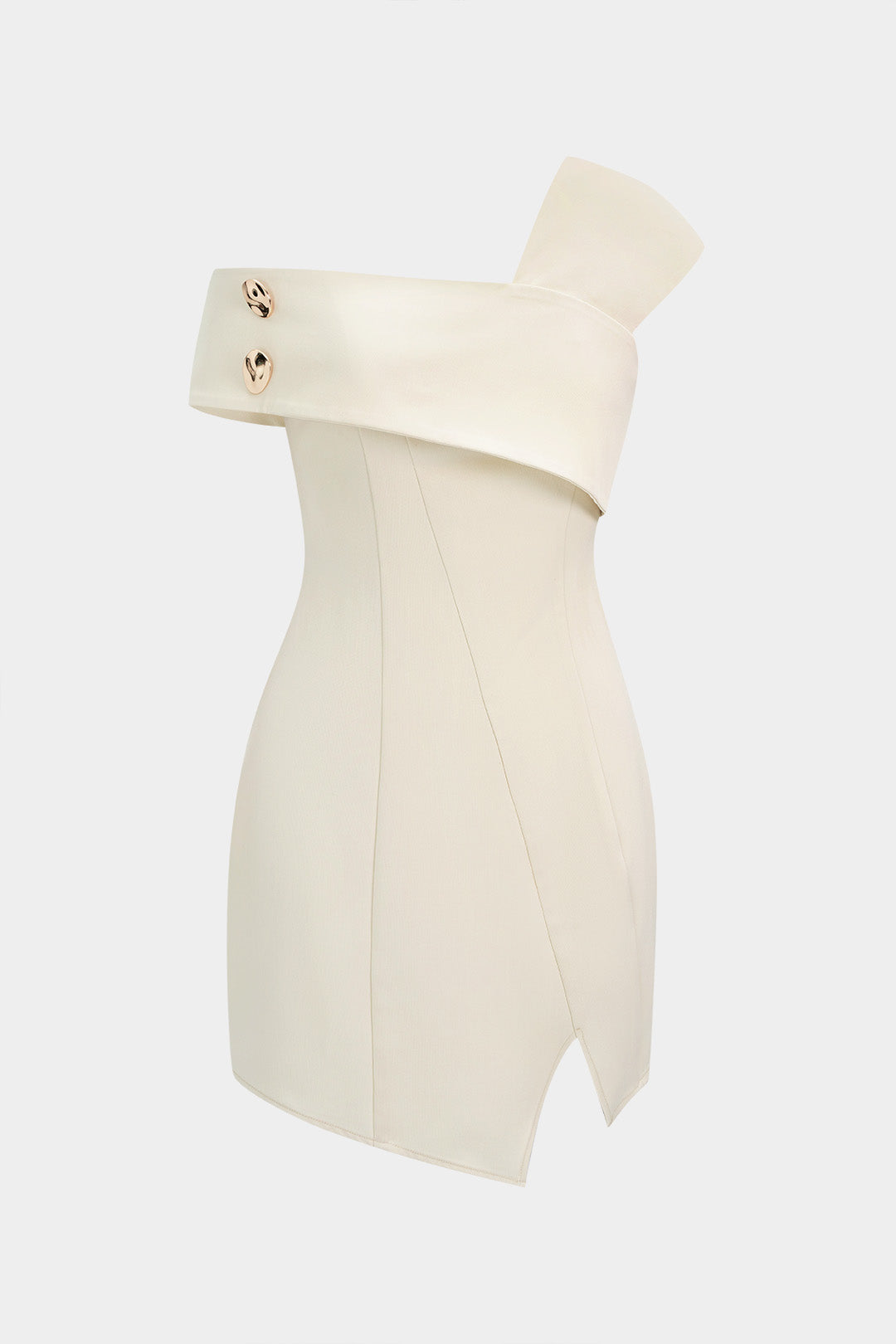 Ein-Schulter-Minikleid mit asymmetrischer Knopfleiste