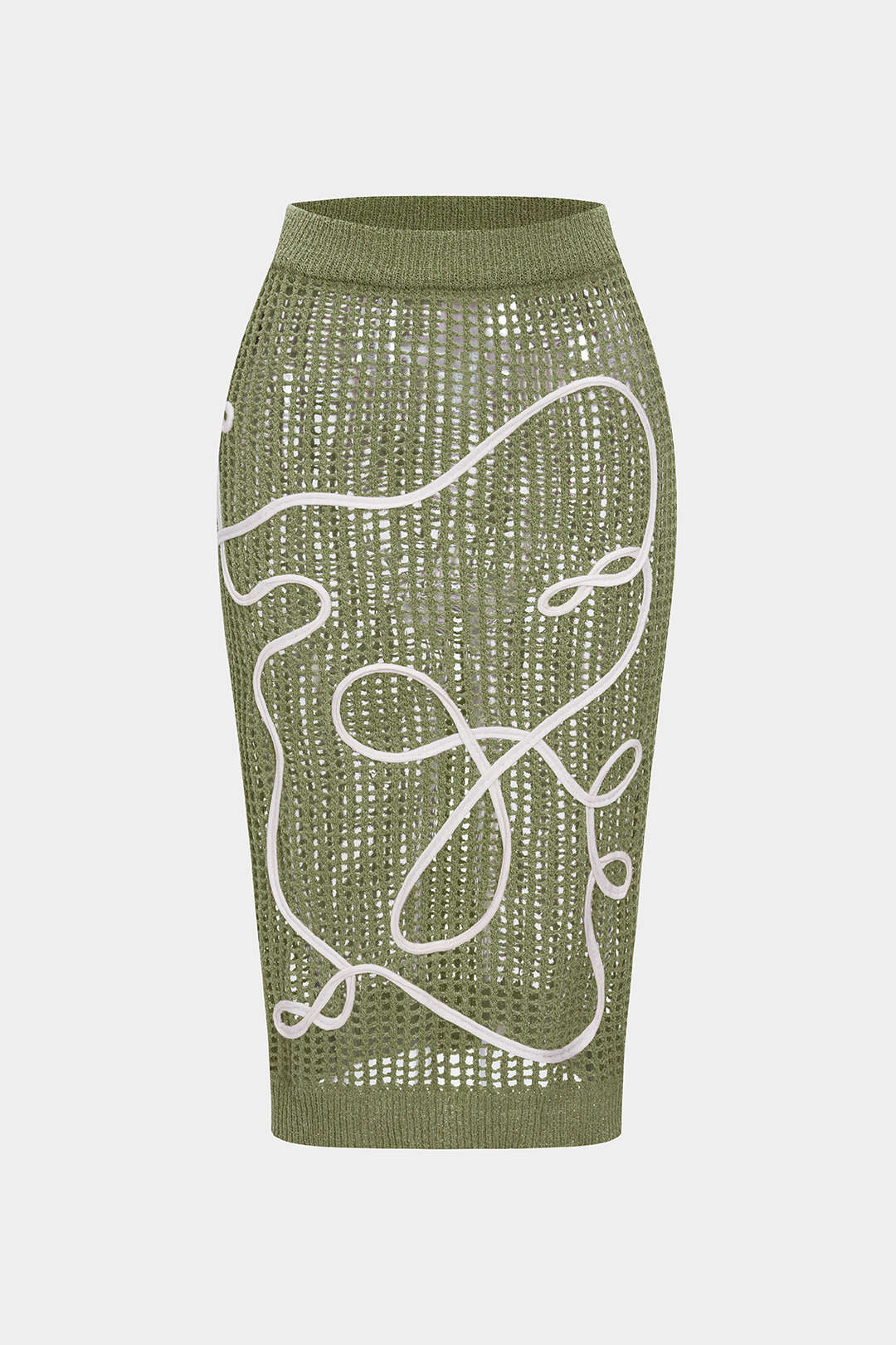 Open Knit 3D Embroidery Print Skirt