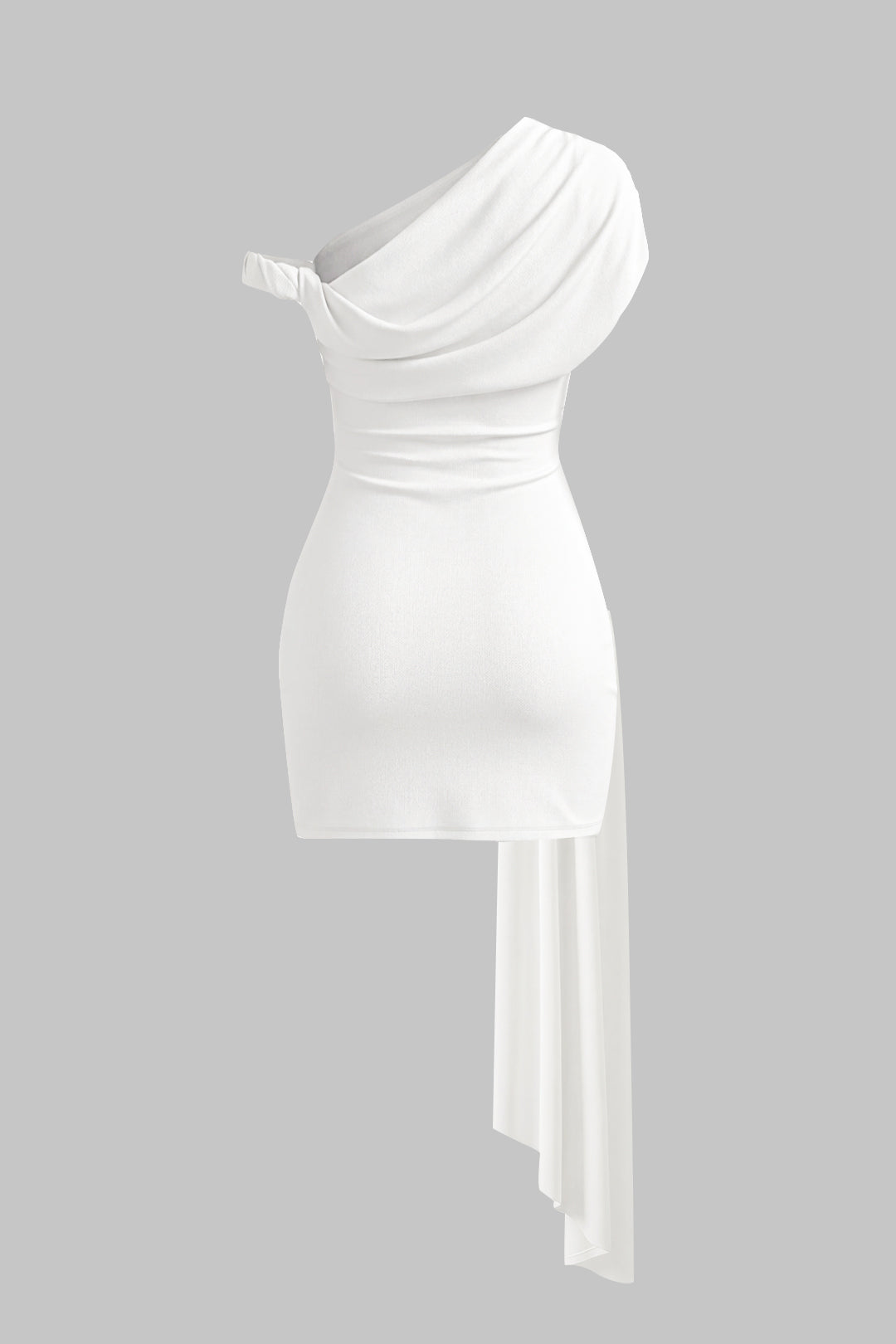 Robe Courte Asymétrique Froncée sans Manches à Une Épaule