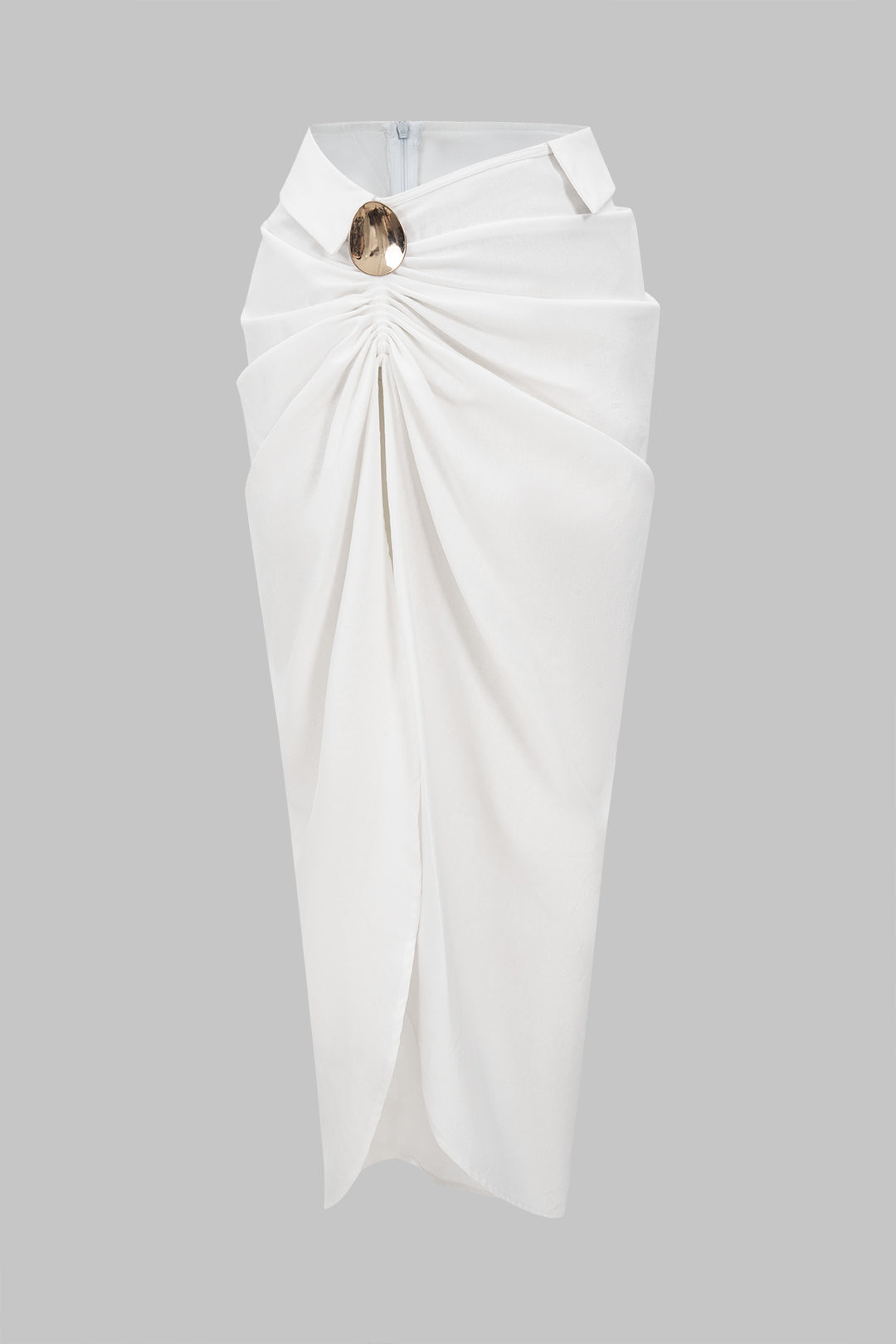 Linen Ruched Split Asymmetrical Skirt