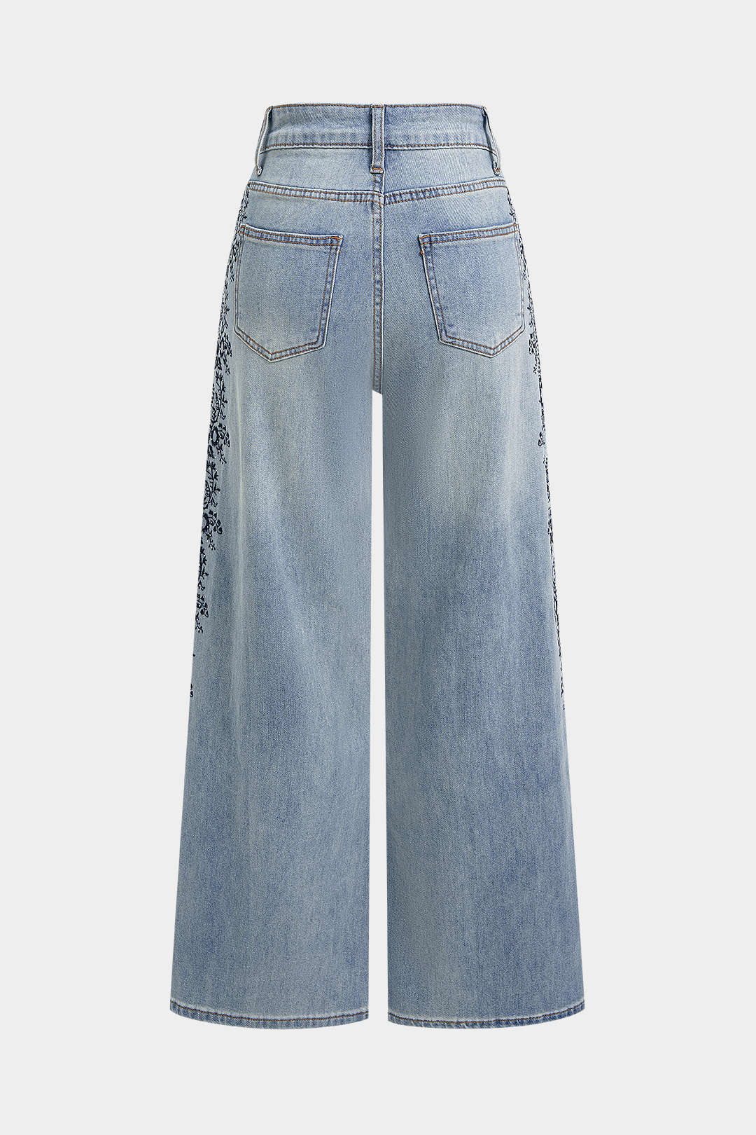 Jeans mit geradem Bein und Stickerei