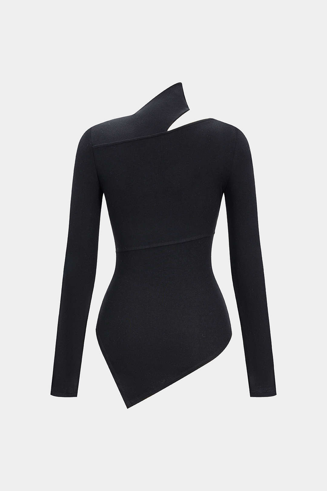 Asymmetrisches Langarmtop mit Metallic-Ring