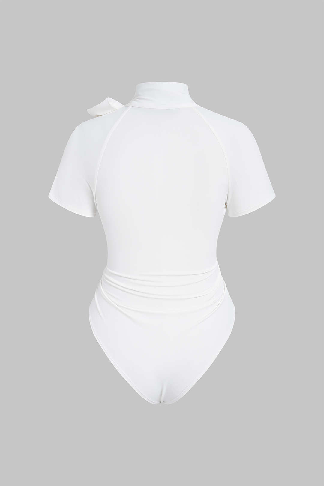 Solid Tie Front Short Sleeve Bodysuit