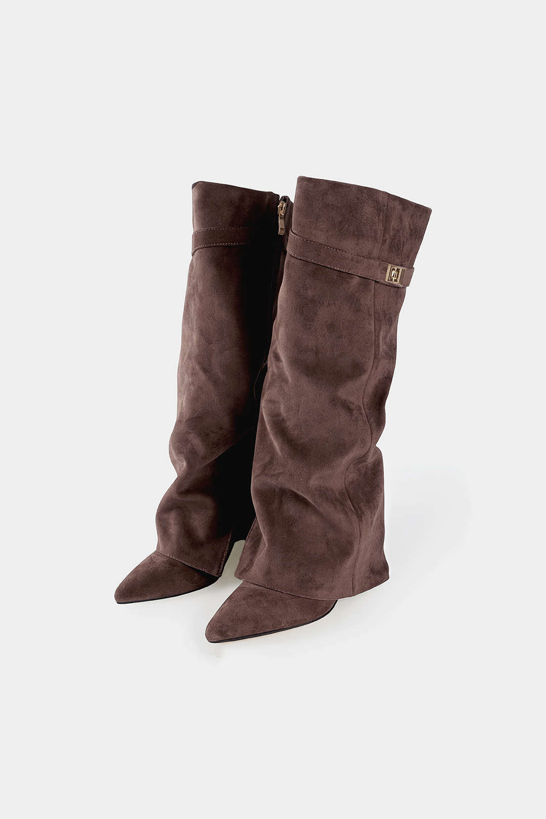 Geraffte spitz zulaufende Kniehohe Stiefel aus Leder