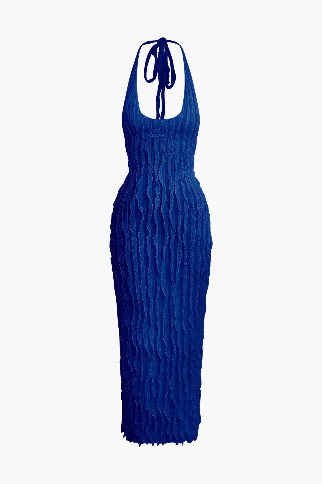 Robe longue dos nu à volants texturés transparents