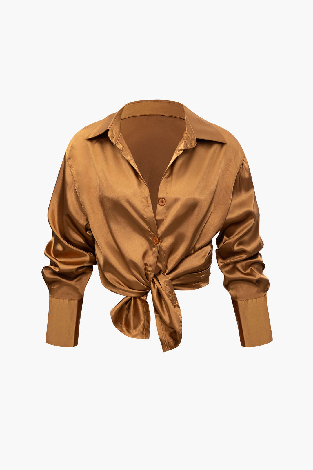 Ensemble chemise à manches longues boutonnée en satin et pantalon