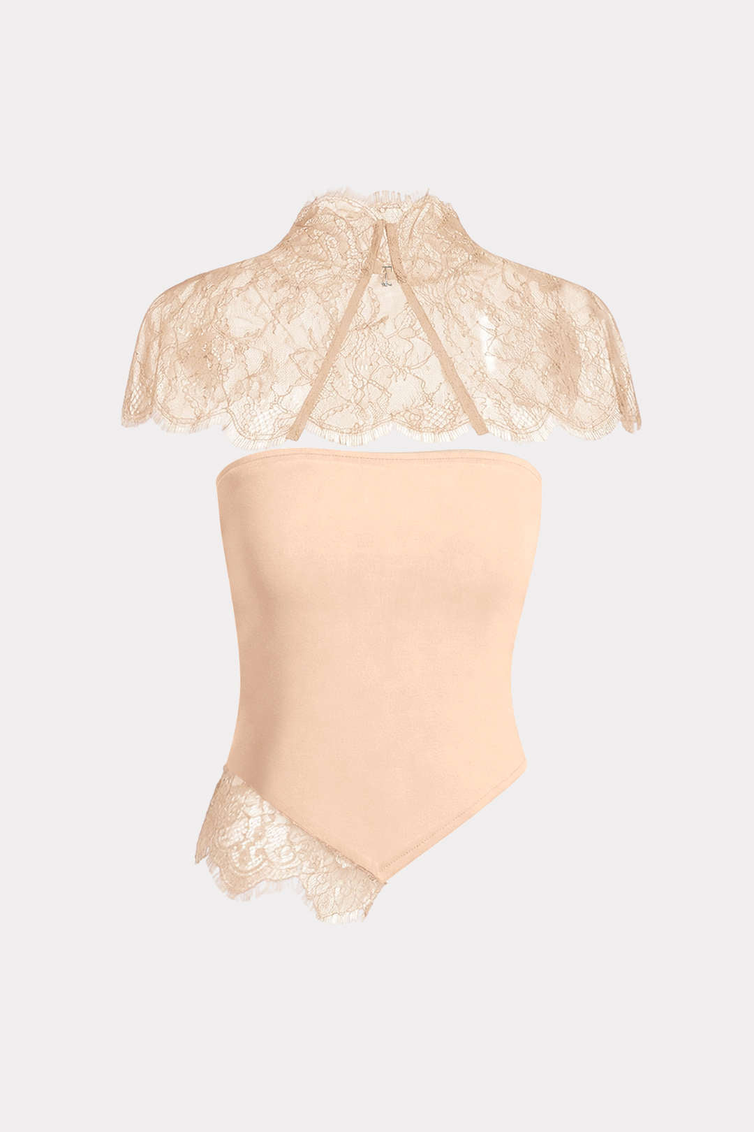 Asymmetrisches Schlauchtop mit Spitzenbesatz und transparentem Schal