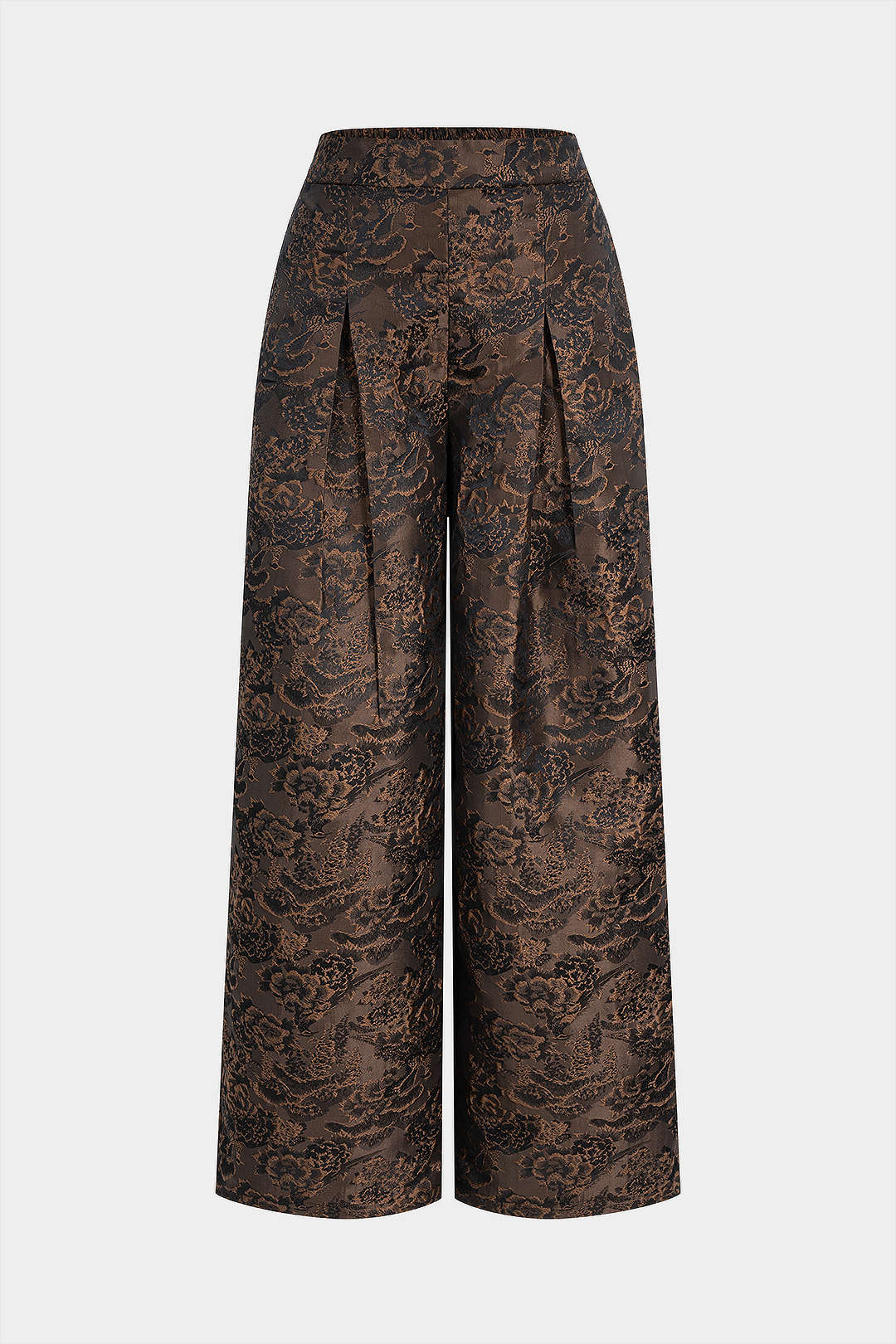 Hose mit Jacquard-Blumenmuster, gesmoktem Bund und Raffungen