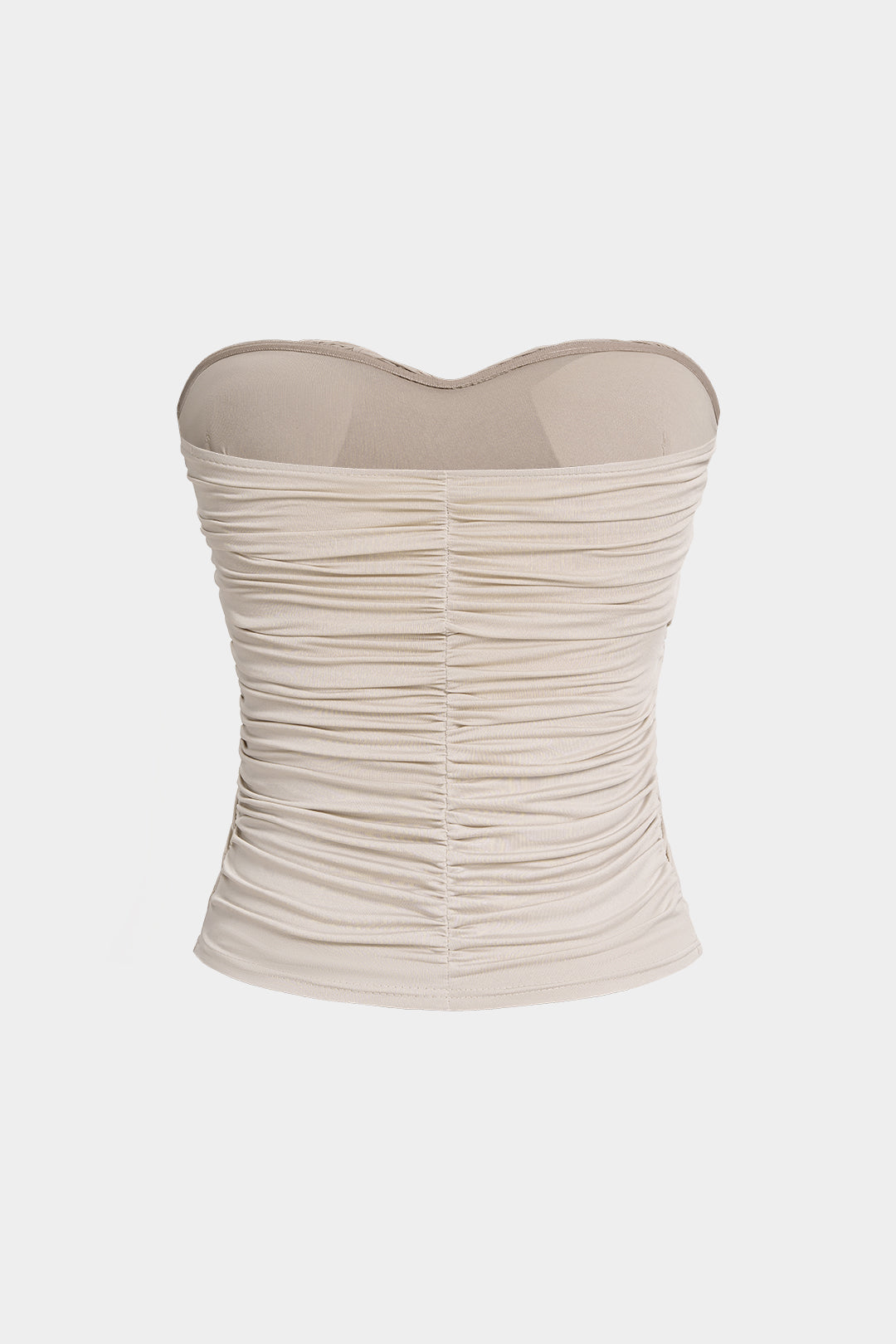 Solid Woven Ruched Tube Top