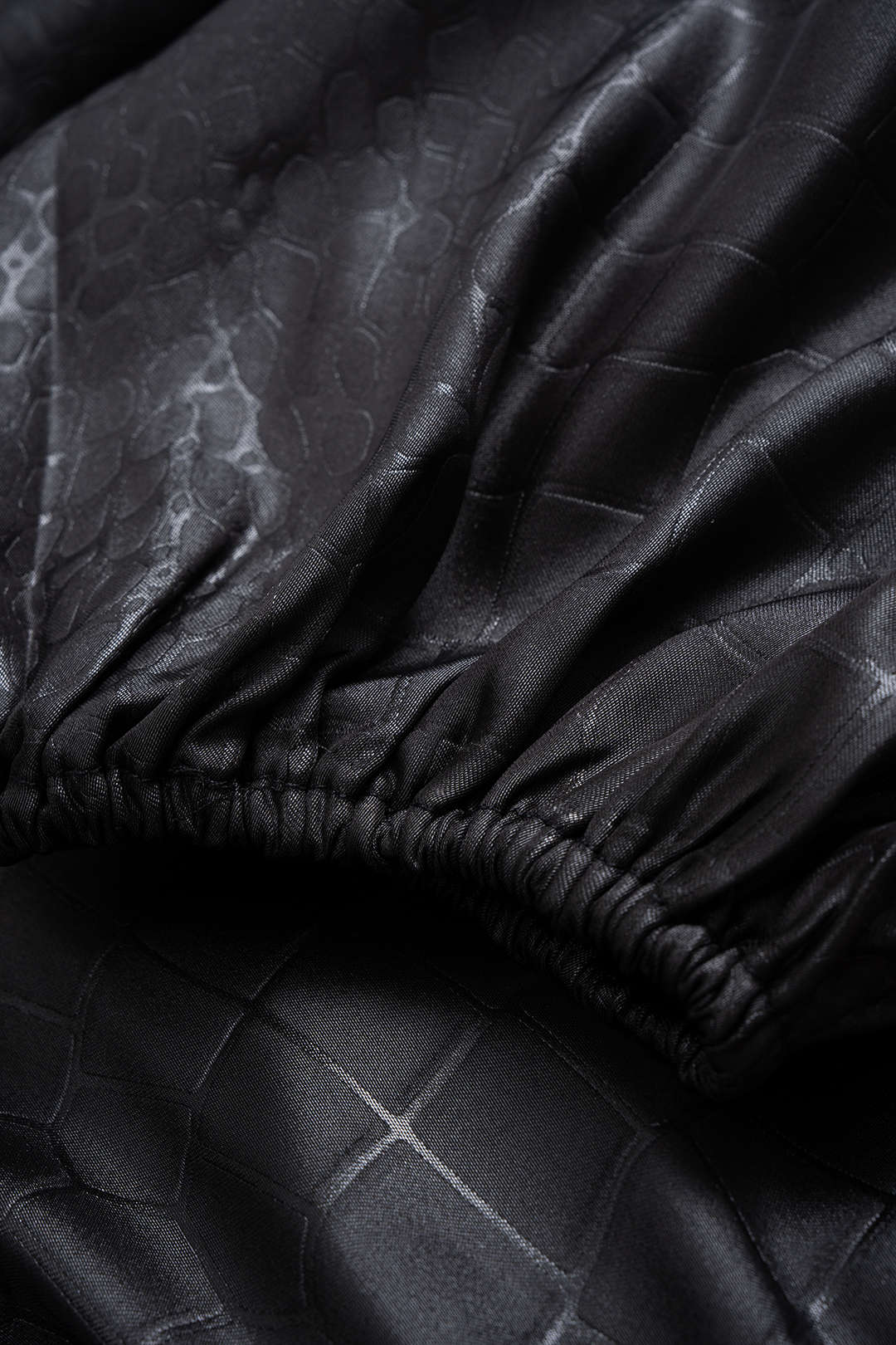 Satin Texture Ruched Long-Sleeve Top With Scarf