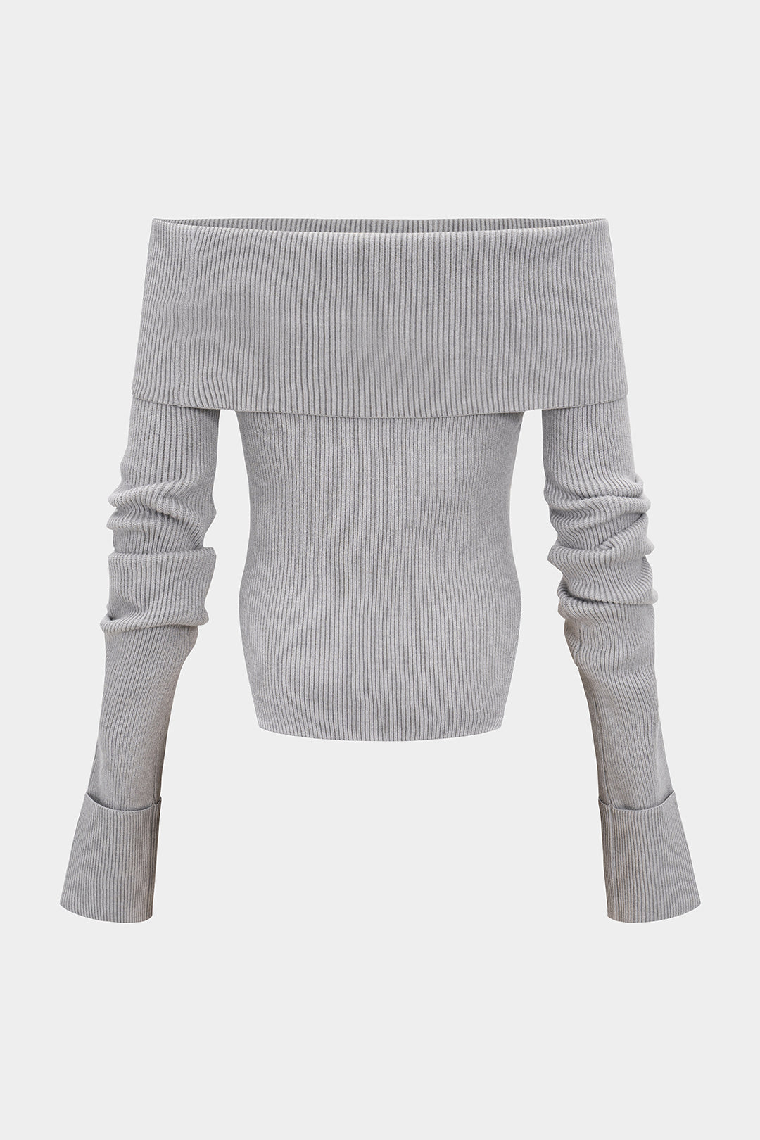 Strick-Off-Shoulder-Langarm-Top