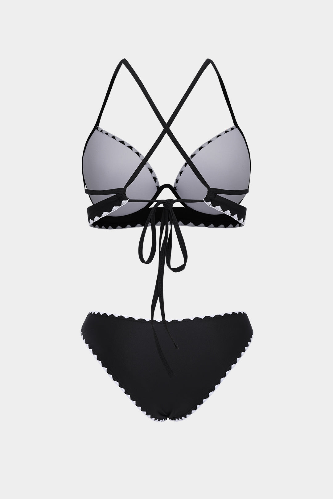 Contrast Crossed Tie Back Bikini Set