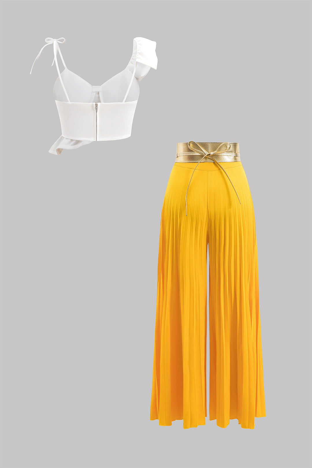 Ruffle Cami Top And Pleated Trousers Set