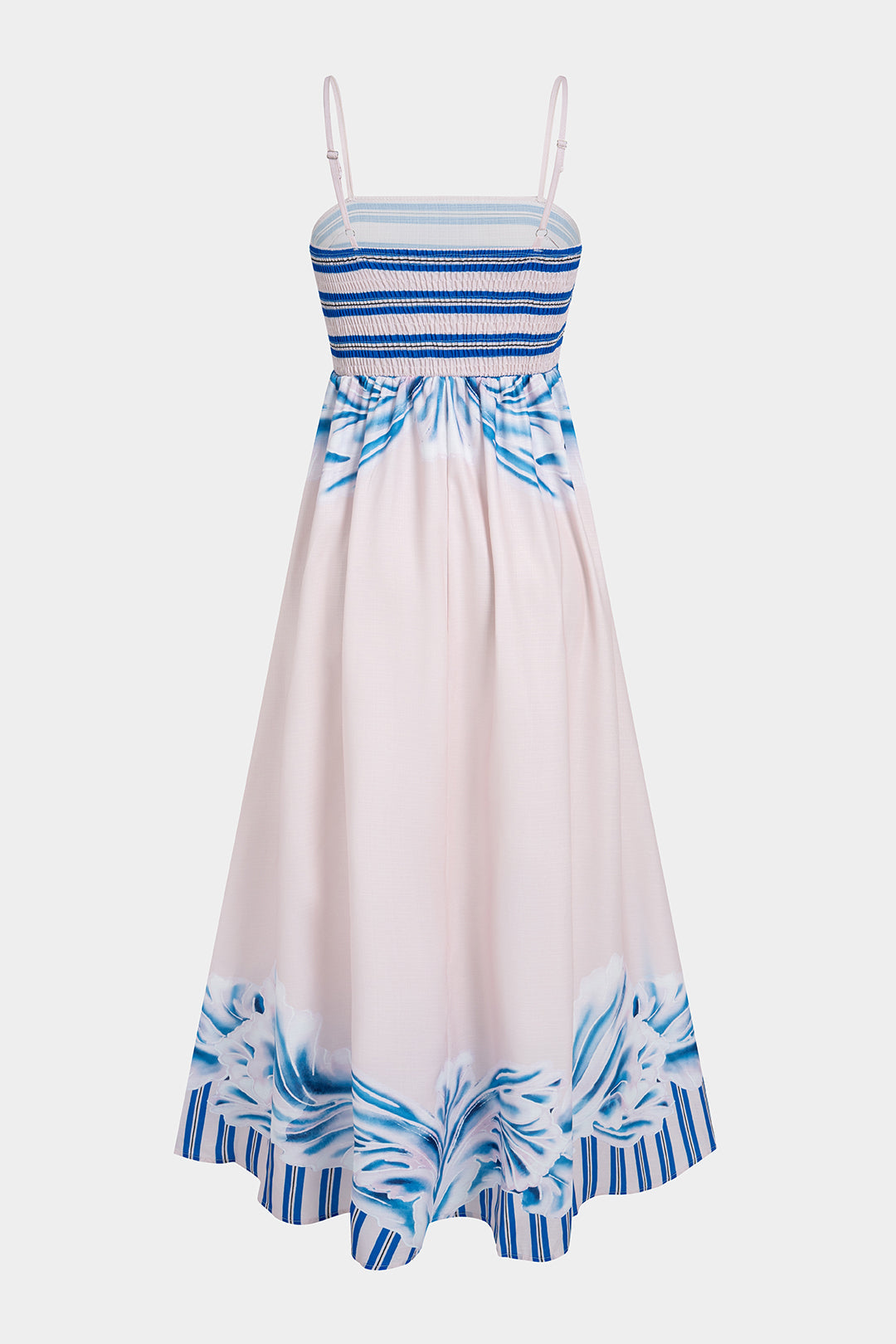 Stripes Print Linen Slip Sleeveless Maxi Dress