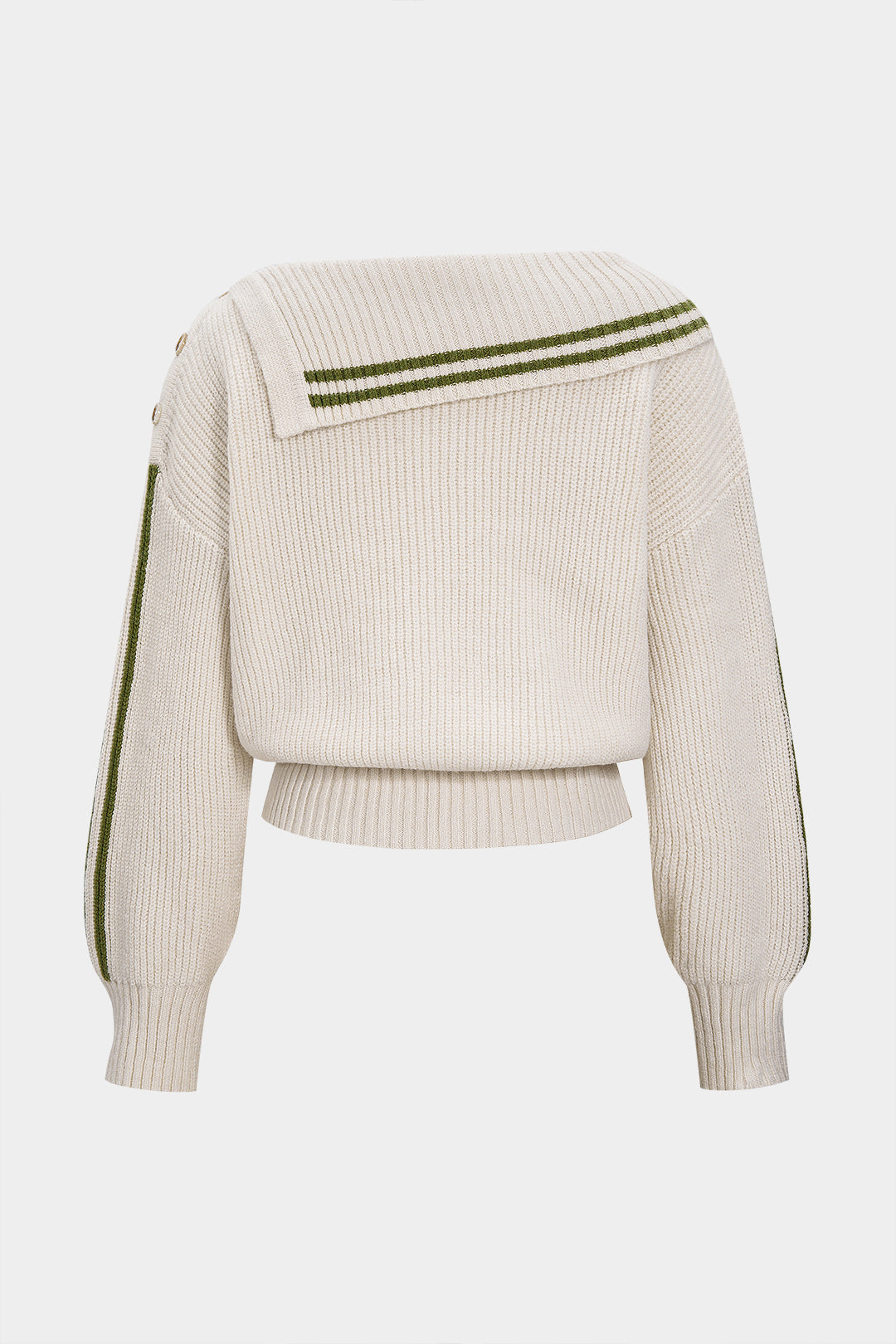 Knit Contrast Binding Asymmetrical Ribbed Long-Sleeve Top
