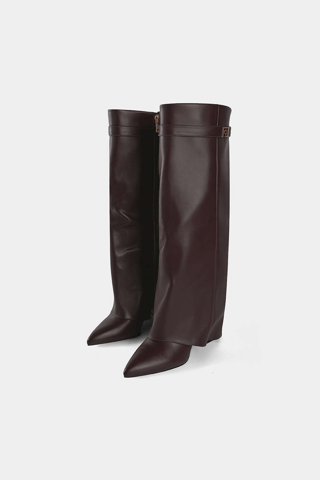 Geraffte spitz zulaufende Kniehohe Stiefel aus Leder