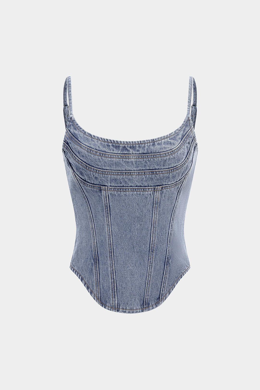 Jeansstoff Rundhals Nahtdetail Reißverschluss-Oberteil