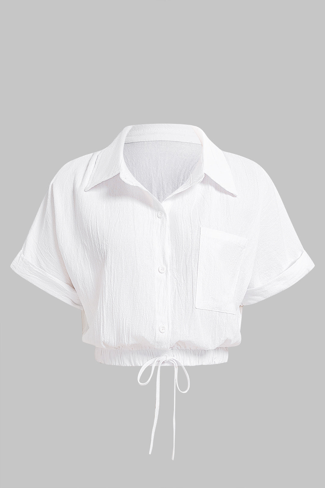 Lapel Drawstring Short-Sleeve Shirt