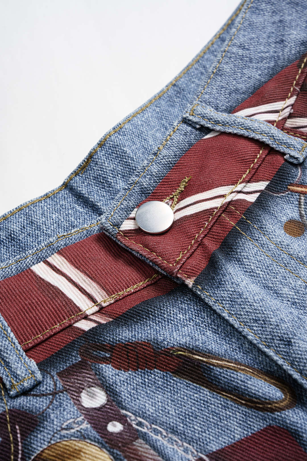 Jean taille haute à imprimé illusion denim