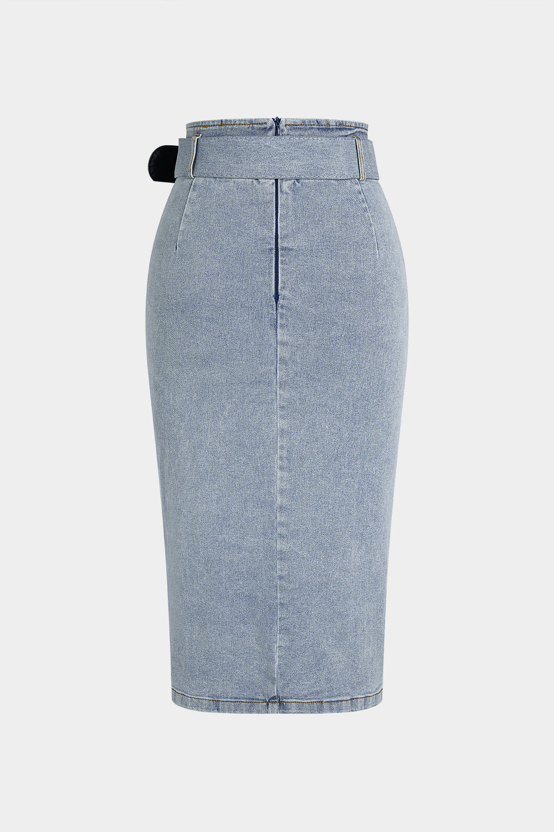 Jupe en jean boutonnée taille haute avec ceinture