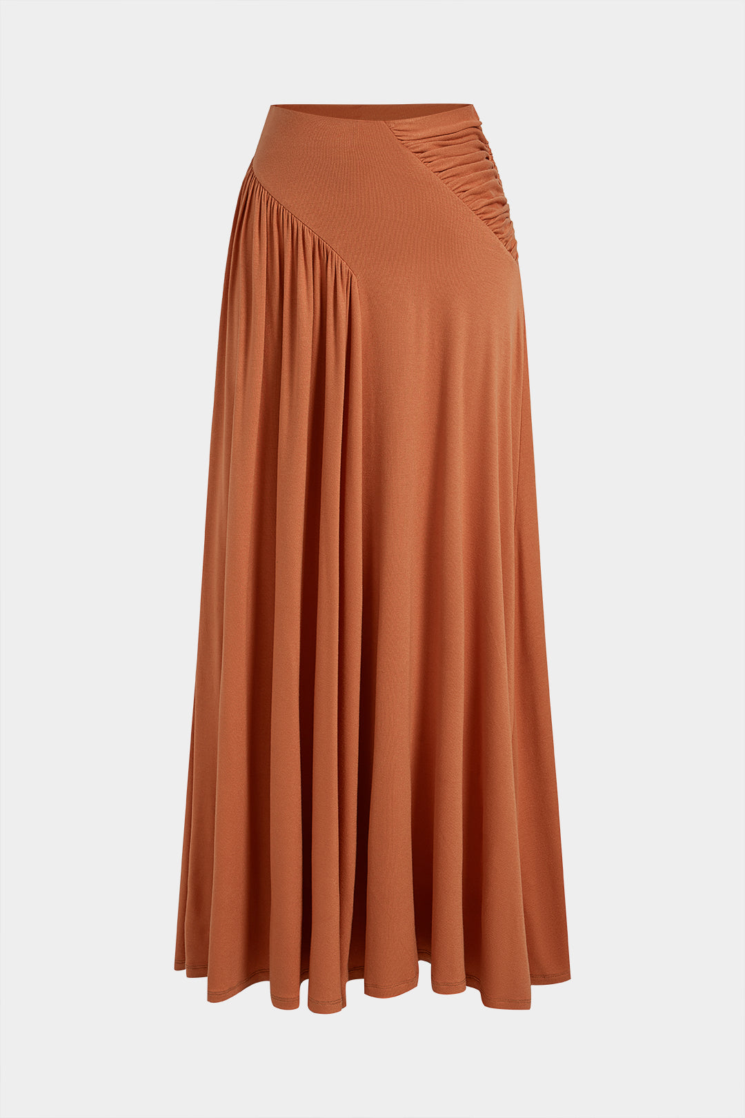 Solid Asymmetrical Ruched Skirt