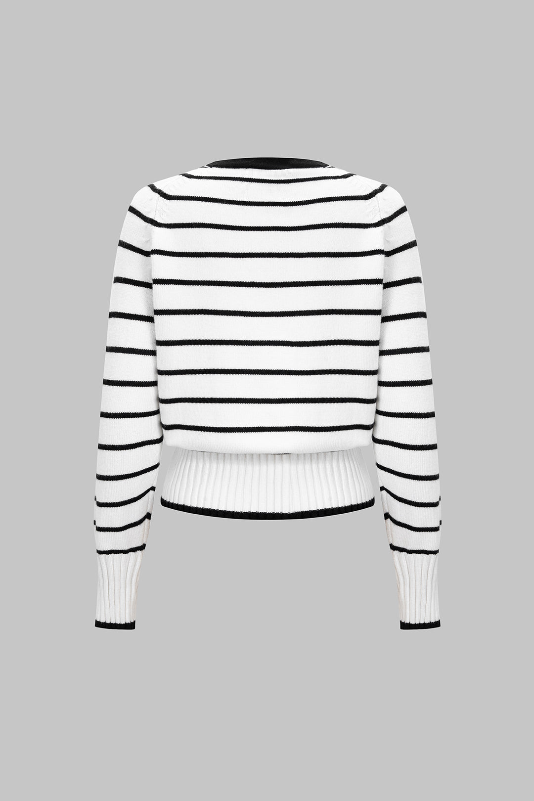 Strickjacke mit Kontraststreifen-Print und V-Ausschnitt zum Knöpfen