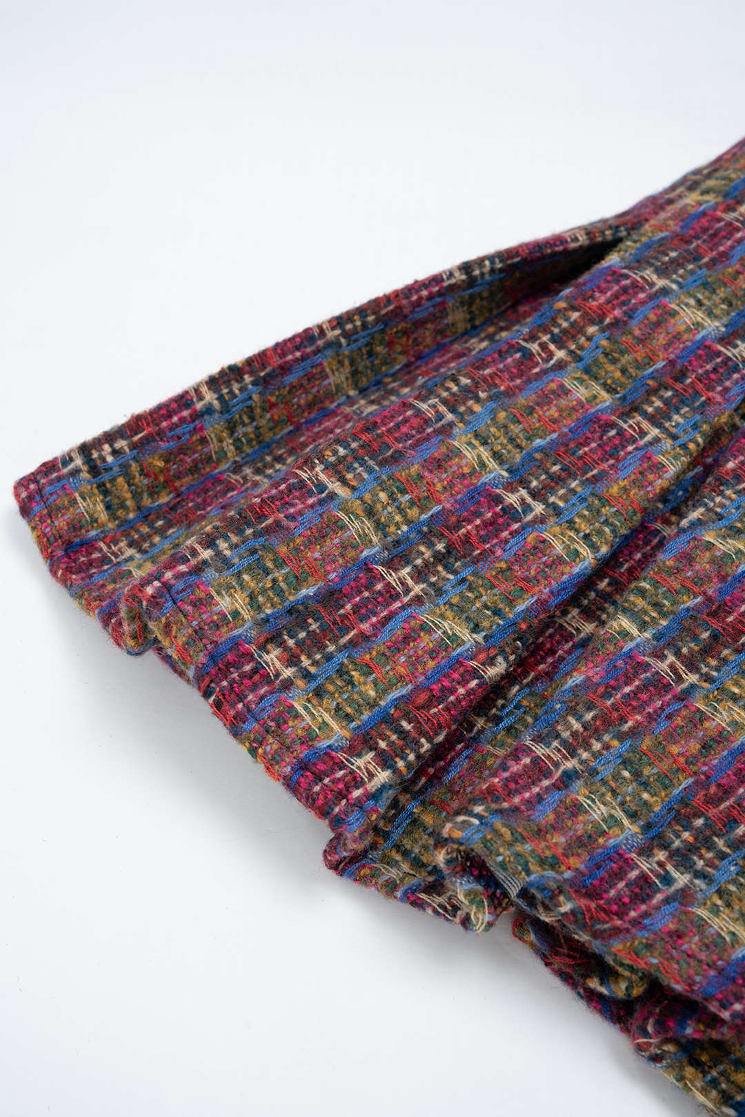 Ensemble Veste à Poches Boutonnées en Tweed Patchwork et Mini-Jupe Plissée