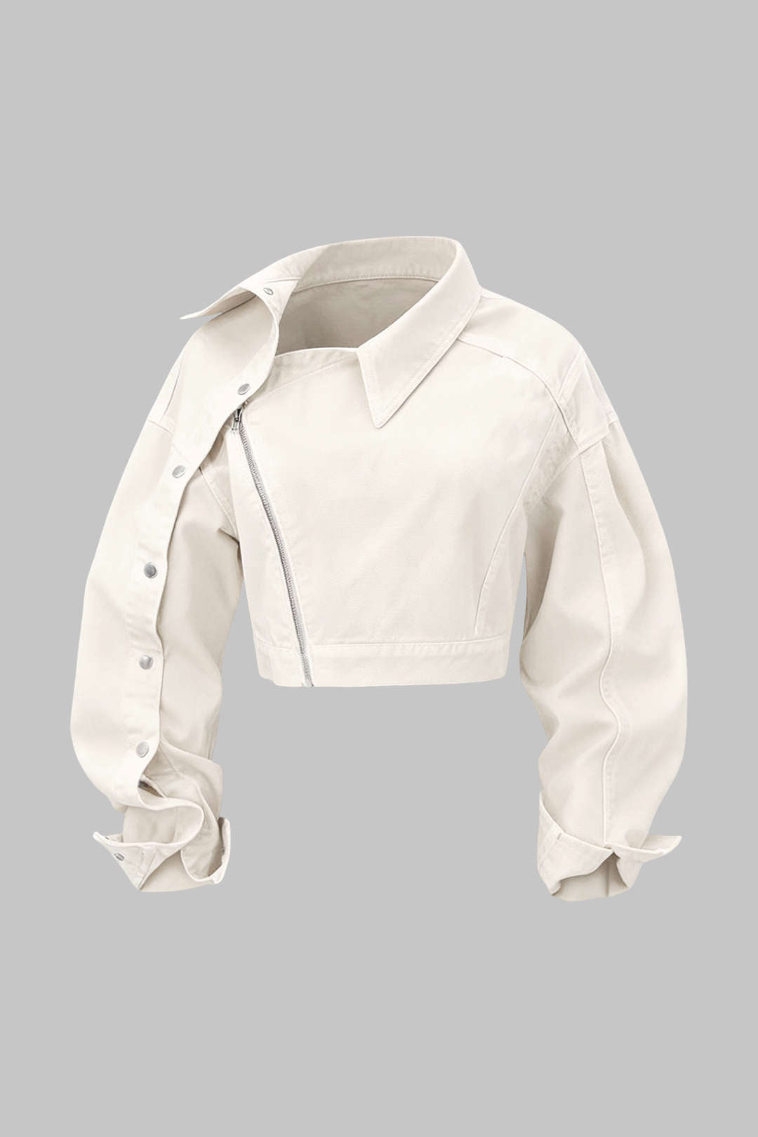 Asymmetrisches Langarmshirt mit Reißverschluss