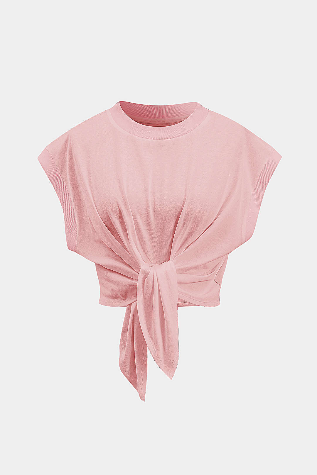 Solid Ruched Tie Front T-Shirt