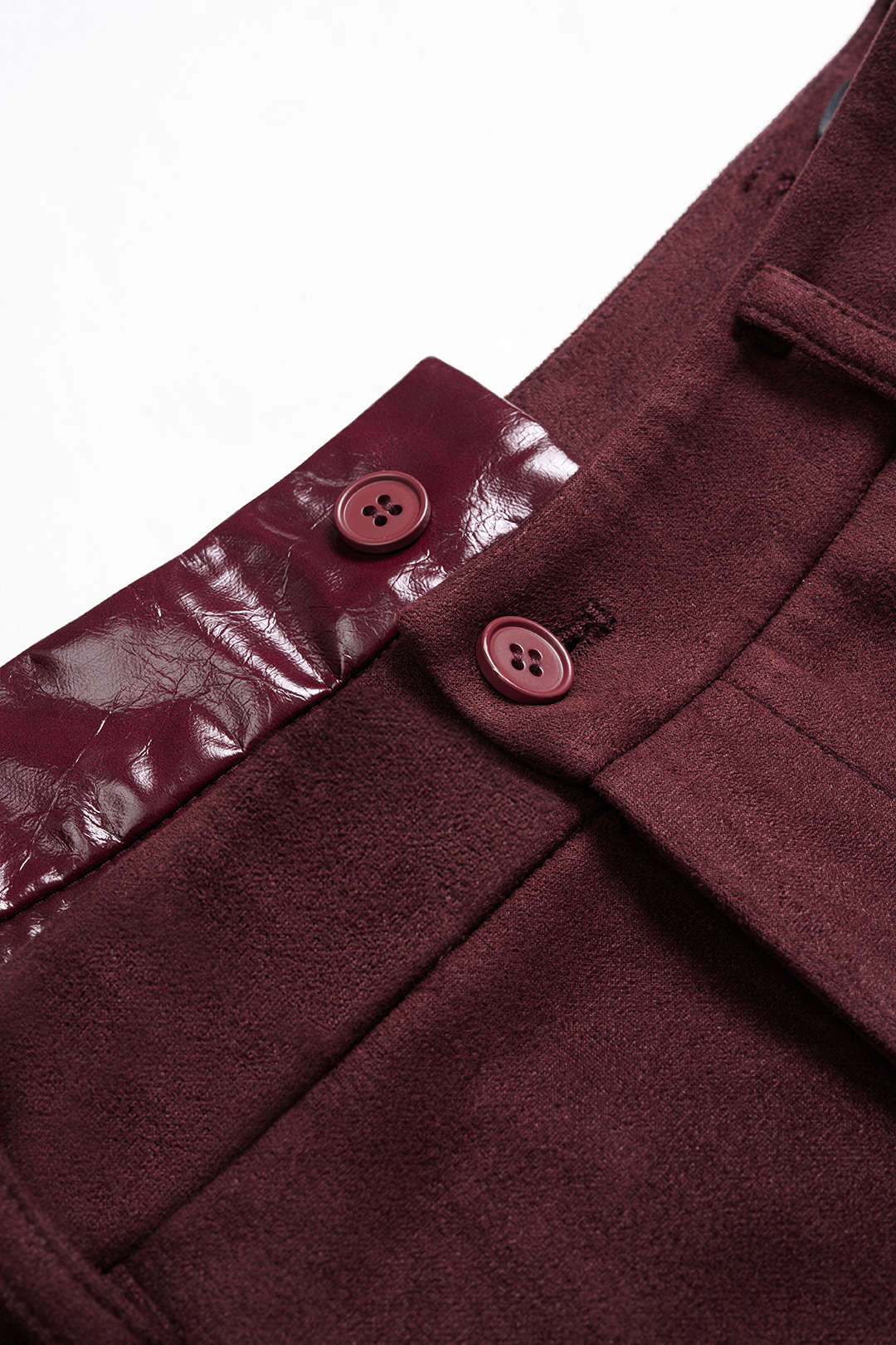 Faux Leather Suede Patchwork High Waist  Asymmetrical Pants